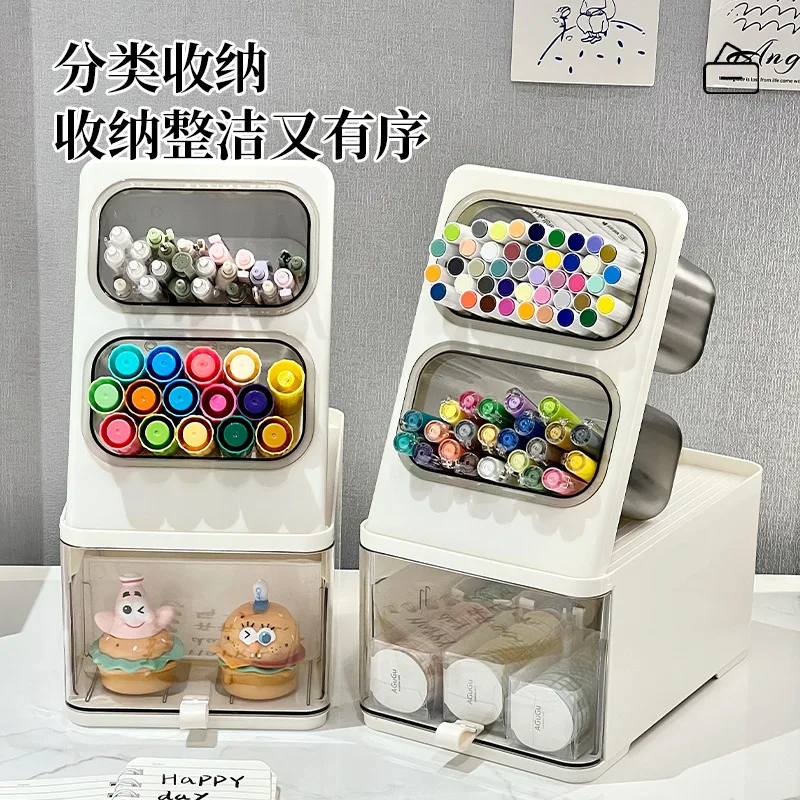 Large Stackable Pet Desktop Pen Marker Organizer Inclined Compartments