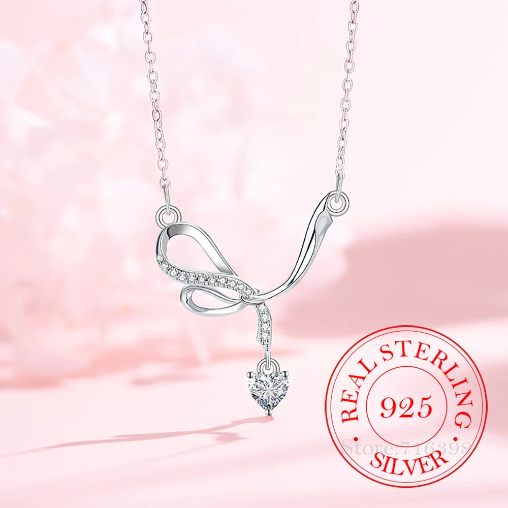 

Ювелирные изделия из стерлингового серебра 925, роскошная хрустальная лента, кулон в форме капли воды, ожерелье для женщин, Homme, роскошный подарок для свадебной вечеринки