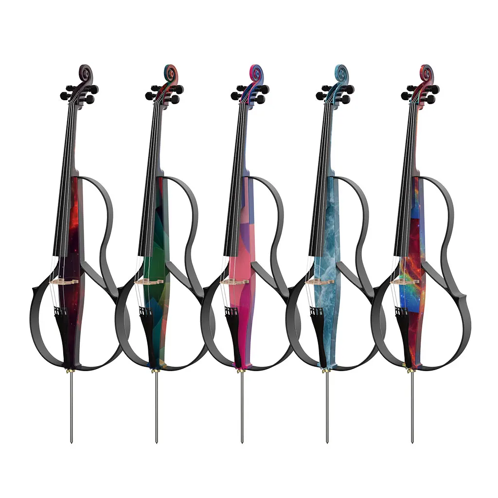 Customized 4/4 Universe Colored Solid Wood Advanced Electric/Silent Cello Kit Full Size DIY Your Logo OEM Special Skin