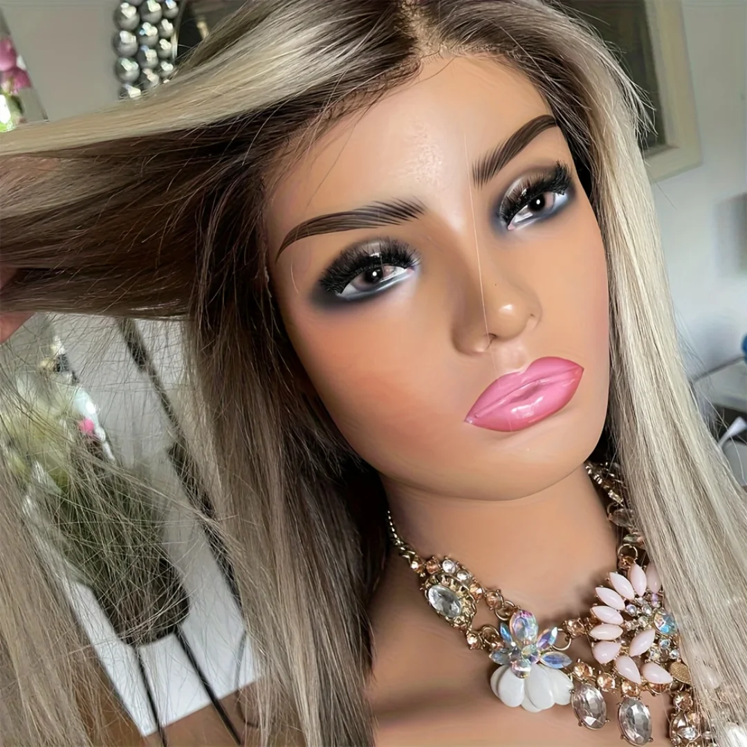 for Women 24Inch Wave Natural HD Lace Wig Ombre Blond Pre-Plucked Transparent Lace Frontal Versatile Hair Wig