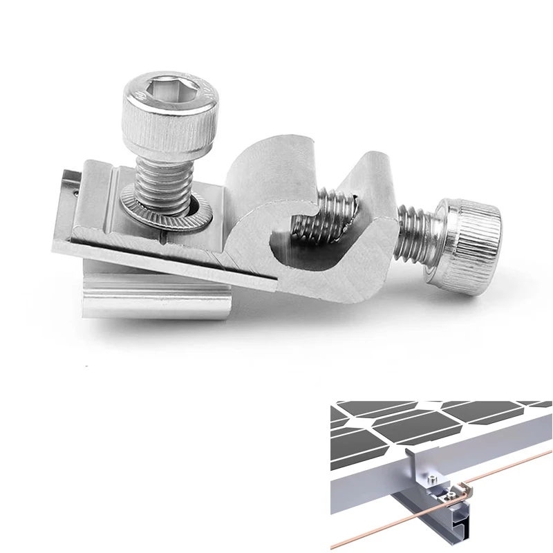 

Solar Mounted Bracket Grounding Lug Stainless Steel A2 Corrosion Resistant Solar For Solar Mounting System Grounding Clip