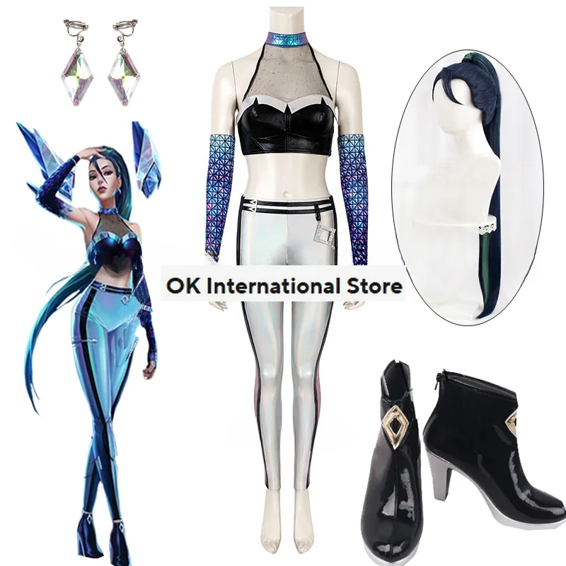 KDA Kaisa Cosplay Costume Game K/DA All Out Outfits Daughter of the Void Roleplay Wig Customized Boots Shoes For Women Halloween