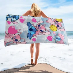 1-częściowy ręcznik plażowy Stitch Cartoon Disney Collection - superchłonny, szybkoschnący, lekki, miękki i ponadwymiarowy ręcznik plażowy z mikrofibry B