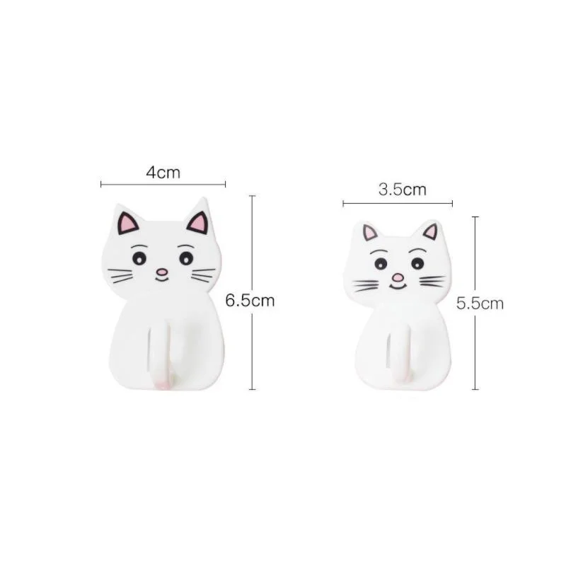 1/5PCS Cat Sticker Hook Bathroom Seamless Towel Hook Waterproof Strong Adhesive Plastic Hooks for Bathroom Wall Door for Kitchen