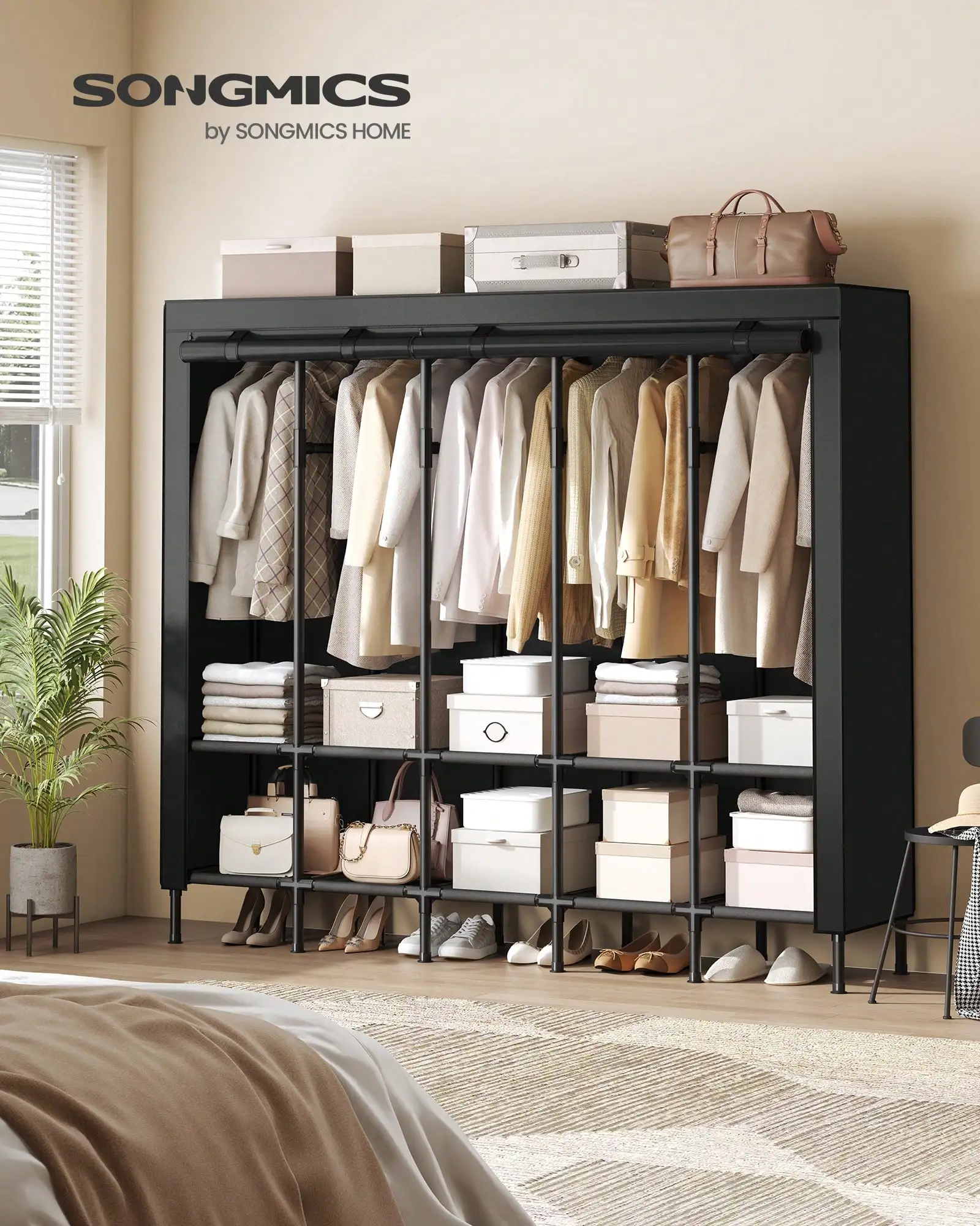 

Шкаф-гардероб, прочный портативный шкаф для организации и хранения вещей, отдельно стоящая вешалка для одежды, диаметр 25 мм. Толстый стальной пруток