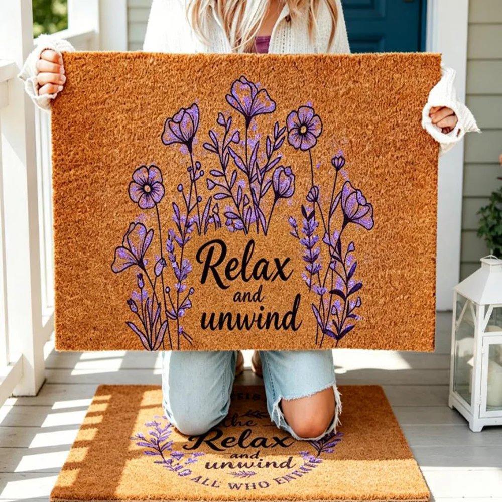 Paillasson avec motif de feuillage vif, imprimé personnalisé de plantes vertes, résistant à l'usure, tapis stable pour l'entrée familiale, décoration d'intérieur
