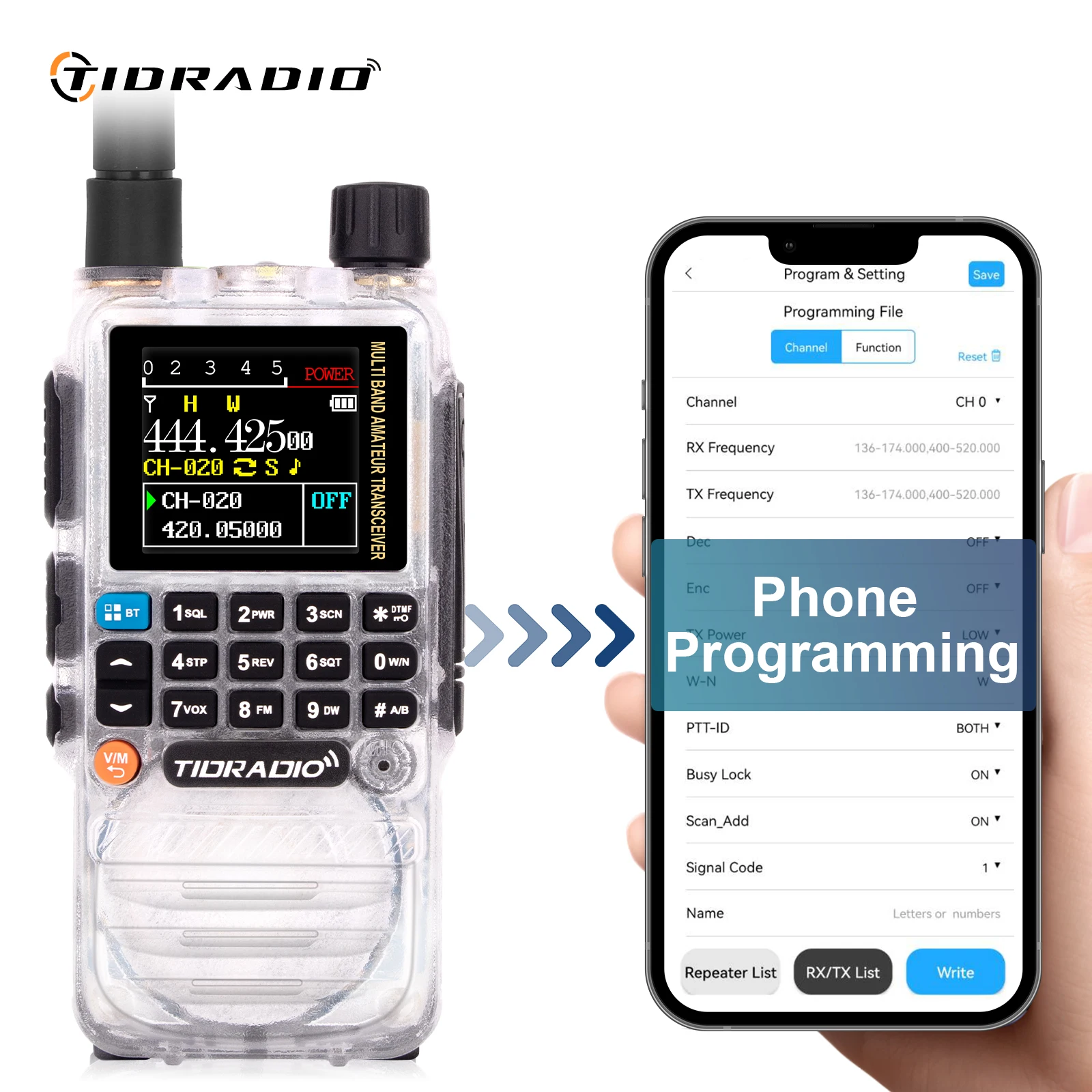 TIDRADIO TD H3 Walkie Talkie profesional, aplicación de teléfono, Cable tipo C, programación y carga remota, comunicador de Radio multifuncional