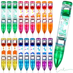 18 Pcs Liquid Motion Pen Colorful Liquid Motion Bubbler Pens Fidget Liquid Ballpoint Pen Novelty Fun Colorful Timer Pens For Str