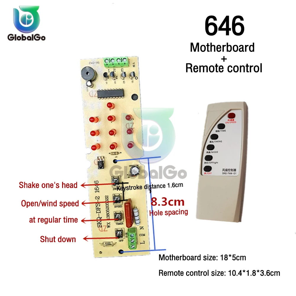 Air Conditioner Control Panel with Remote Control Cooling Fan / Floor Fan Universal Maintenance Circuit Control Board 220V