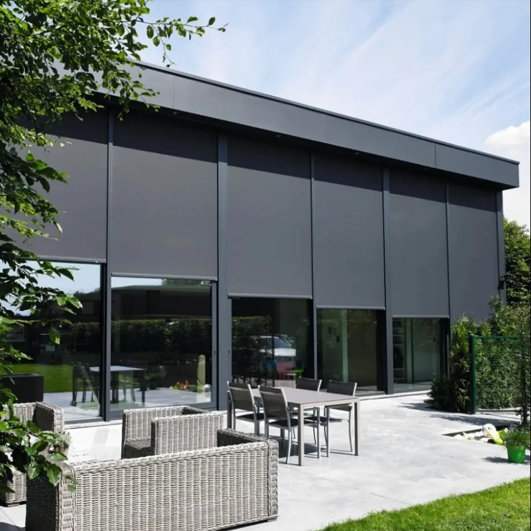 Outdoor Blind Smart Window Blinds Shades & Shutters For USA Canadian Garage Balcony Motorized Windproof Rainproof Blinds