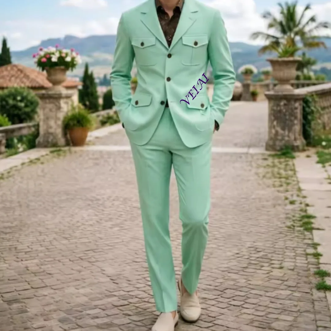 Slim Fit Suits for Men 2 Pieces Formal Wedding Suits Mix Match Elegant Asymmetric Shawl Collar Embellished Separates  Customized