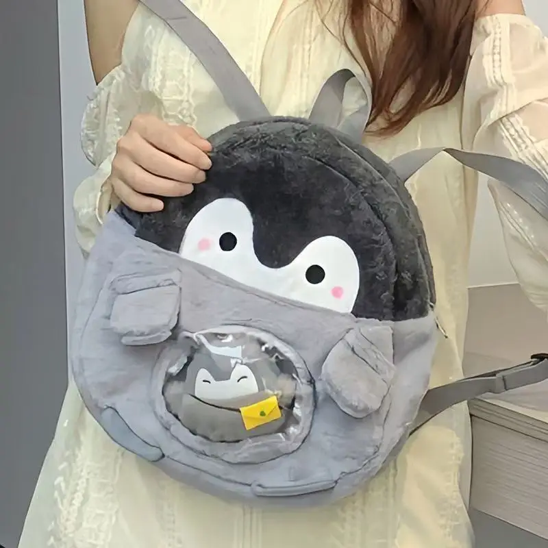 Penguin Cartoon Goth Harajuku Backpack Female Cute Jk Girl Ita Bag Doll Bag Pain Bag Action Figure Plush Mini Small School Bag