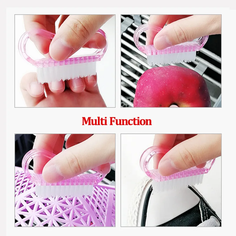 5Pcs Acrylic Nail Brush Nail Art Manicure Soft Dust Plastic Cleaning Nail Brushes File Tools Set