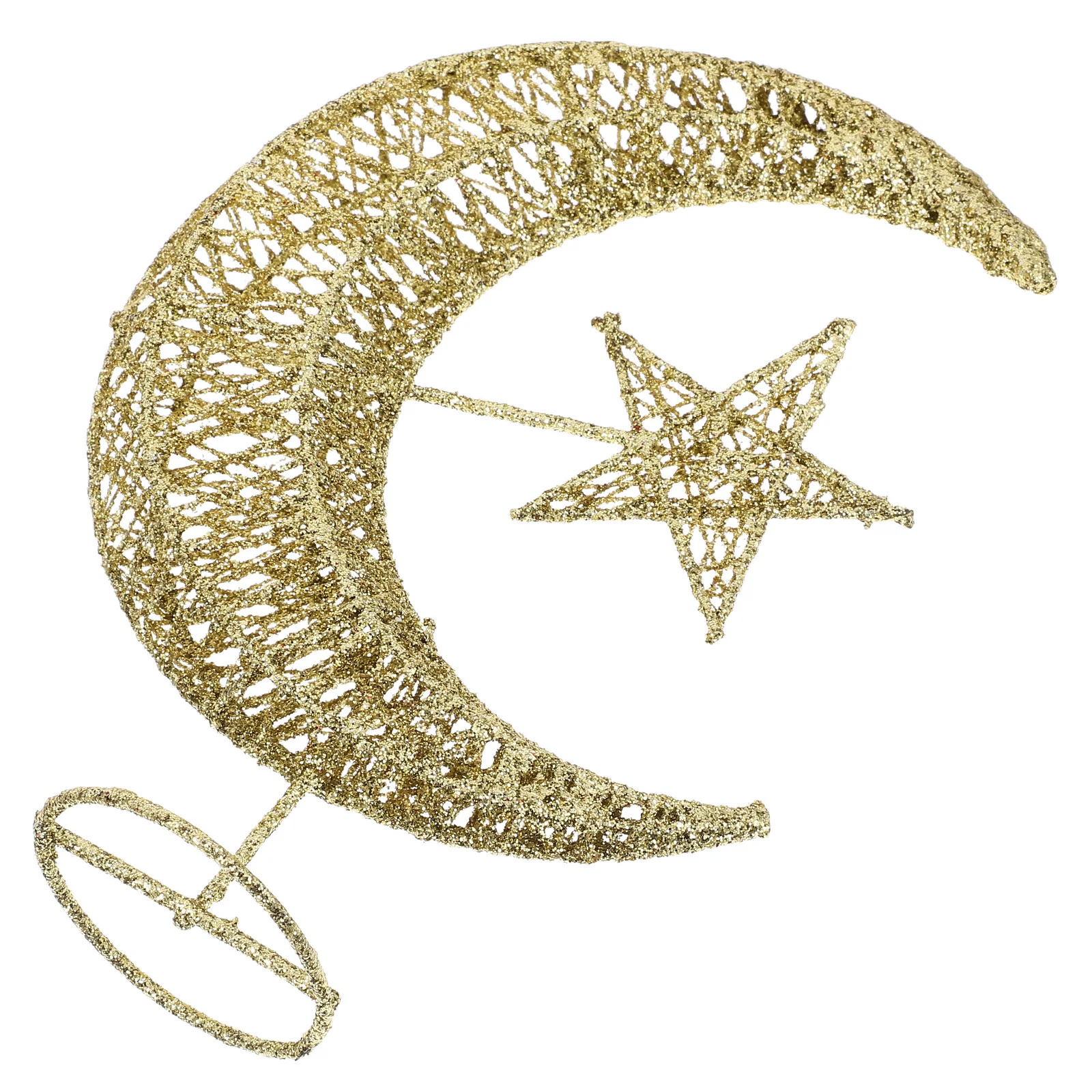 

Tree Top Star Tinsel Topper Outdoor Christmas Decorations Sparkle Eid Moon Ornament