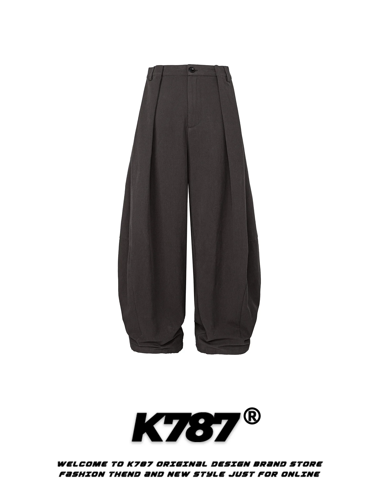 

K787 American Vintage Loose Wide Leg Casual Pants Men Women Pure Color Drapey Comfortable Straight Cut Trousers for Youth