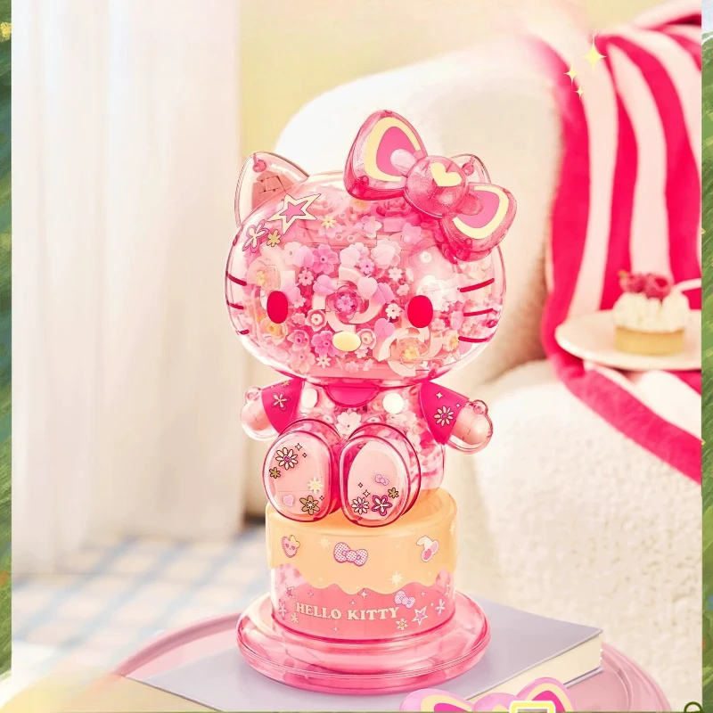 AREAX Brick Area Building Blocks Sanrio Hello Kitty Flower Night Light Puzzle Assembly Toy Festival Gift Desktop Decoration