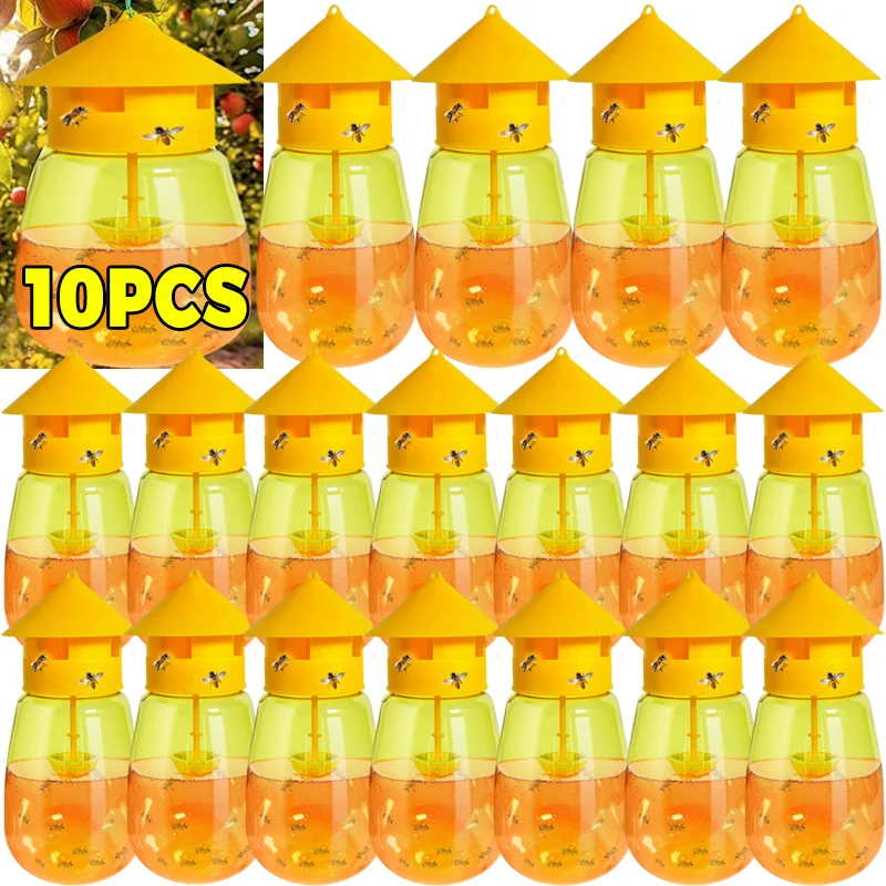1/10PCS Wasp Traps Waterproof Hanging Hornets Trap for Indoor Outdoor Reusable Garden Fruit Flower Fly Catcher Pest Control Tool