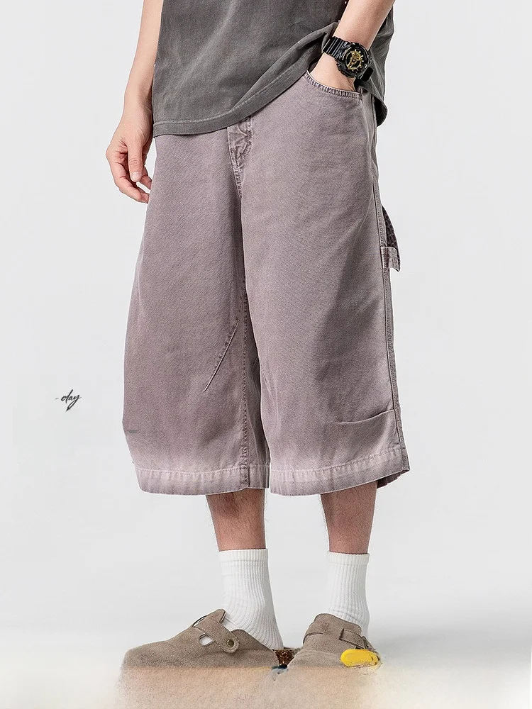 

LAZY DAY Original Men's Loose Fit Straight Leg Casual Pants Color Blo Street Sle Trendy Cotton Summer Youth Leisure Trousers