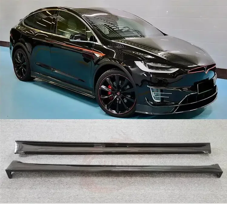 Body Skirts For Tesla MODEL X 2016-2021 Side Panels Body Skirts Kit lip Cover Carbon Fiber