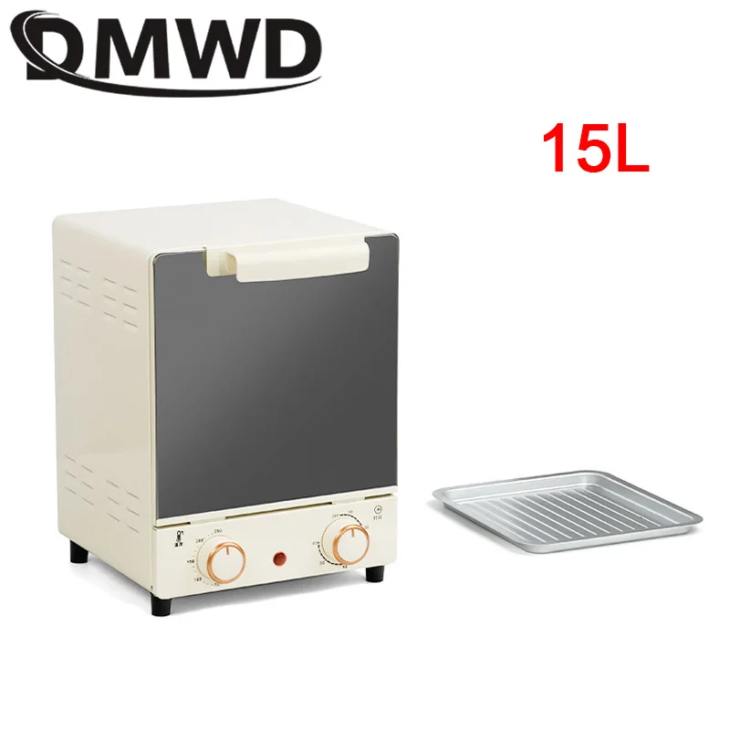 DMWD Household Electric Oven 15L Small Cake Baking Making Oven Multifunctional Desktop Pizza  Bread Baking Machine Toaster