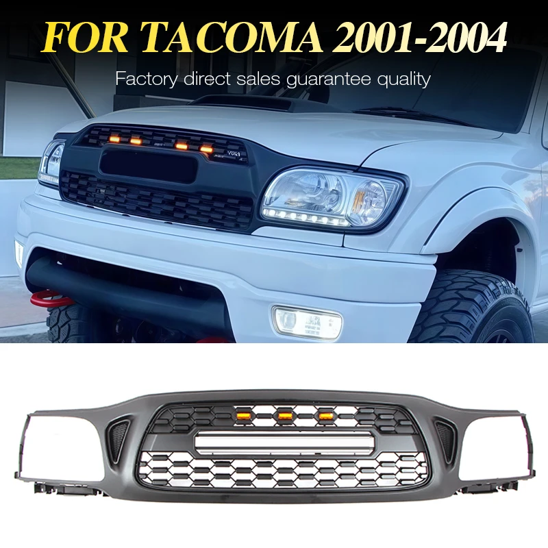

Front Grille With Light TRD Style Racing Grill Fits For 2001 2002 2003 2004 Toyota Tacoma Grill
