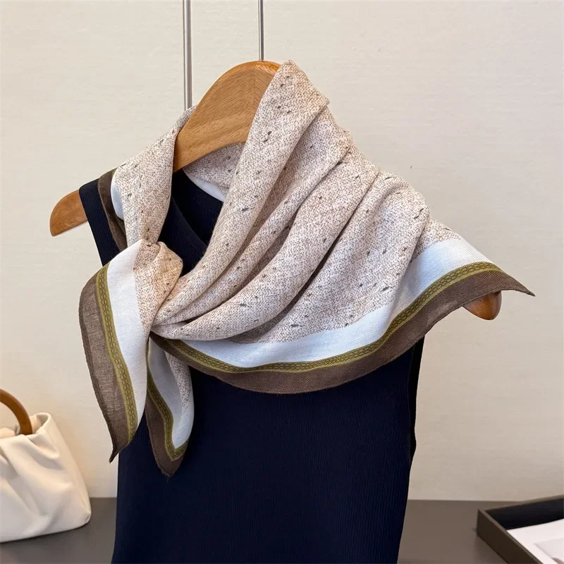 الطازجة الملمس وشاح مربع للنساء القطن الكتان الشعور وشاح للرقبة شال الاعوجاج أنيقة منديل عصابات السيدات الحجاب