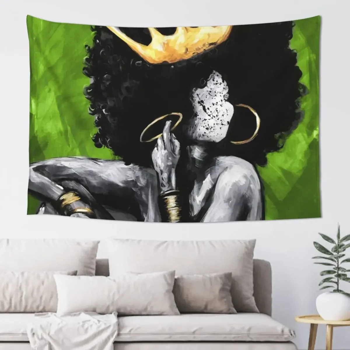 

Naturally Queen VI GREEN Tapestry Room Decor Cute Wall Art Tapestry