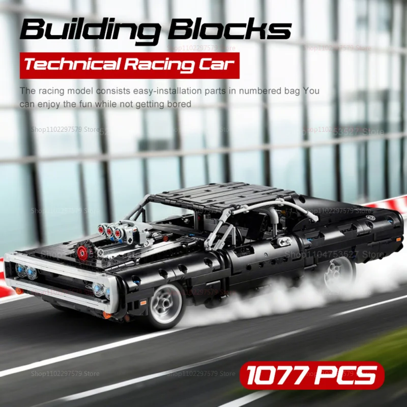 Blocs de construction de voiture de course mécanique technique, 1077 pièces, série modèle à assembler des briques, jouet éducatif pour enfants et adultes, cadeaux