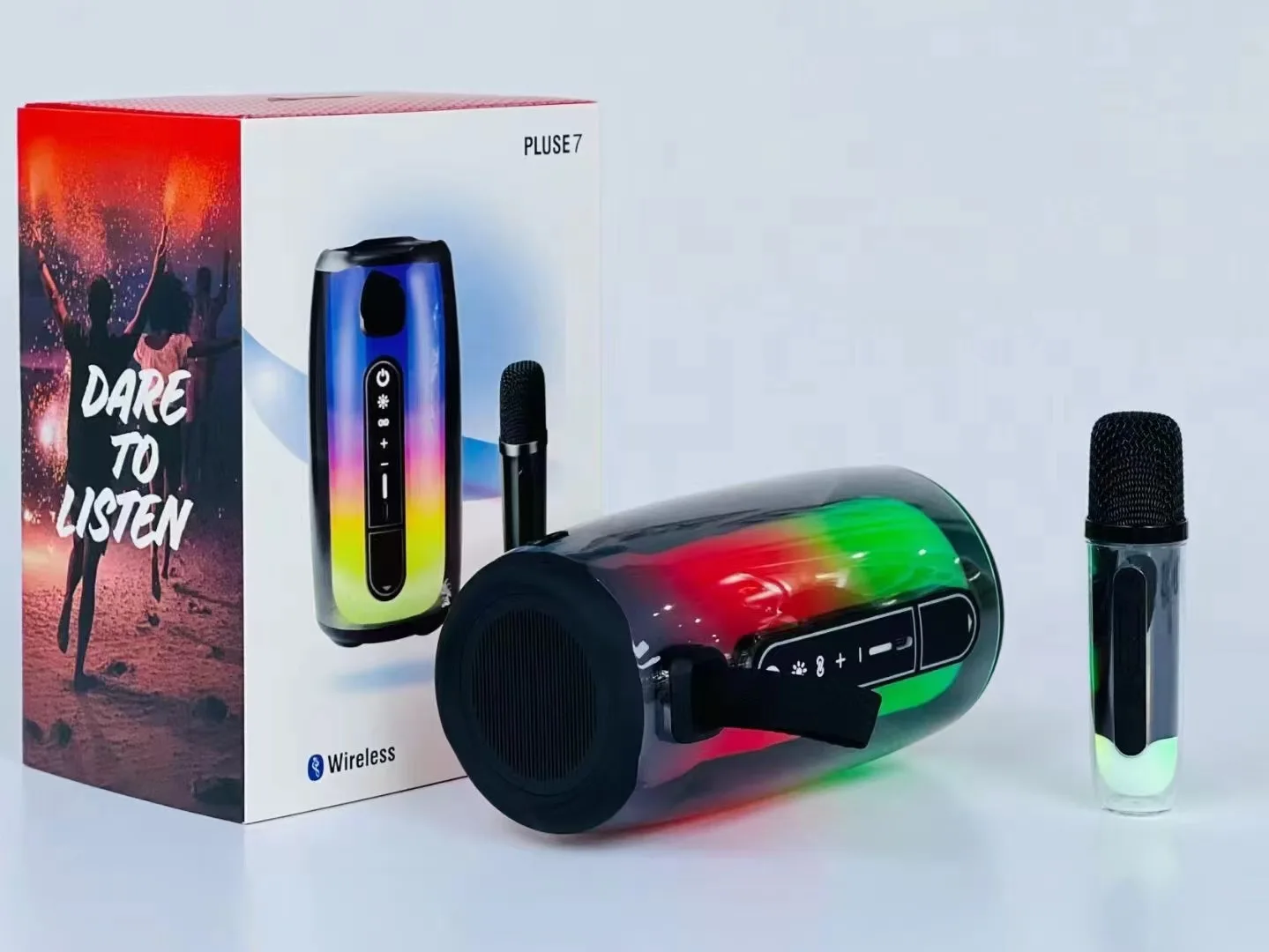 Pulse 7 Bluetooth Speaker Wireless Portable Speaker LED Lights Car Audio Bass MP3 Player Sound System Powerful Subwoofer
