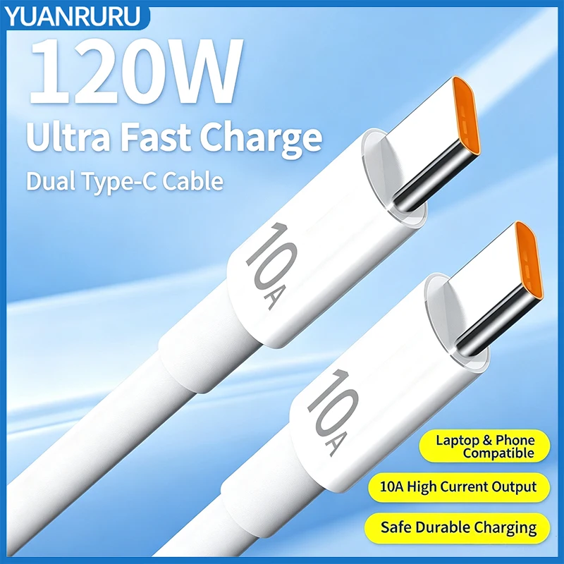120W 10A USB C PD Super Fast Charging Data Cable 0.25/1/2/3M For iPhone Huawei Xiaomi Samsung Quick Charger Cable Accessories