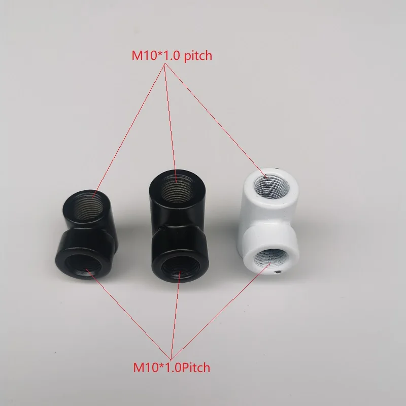 2PCS M10 Black/White Thickened Iron Tee Connector T-Shaped Adapter DIY Lighting Lamp Tooth Tube Tee Connector