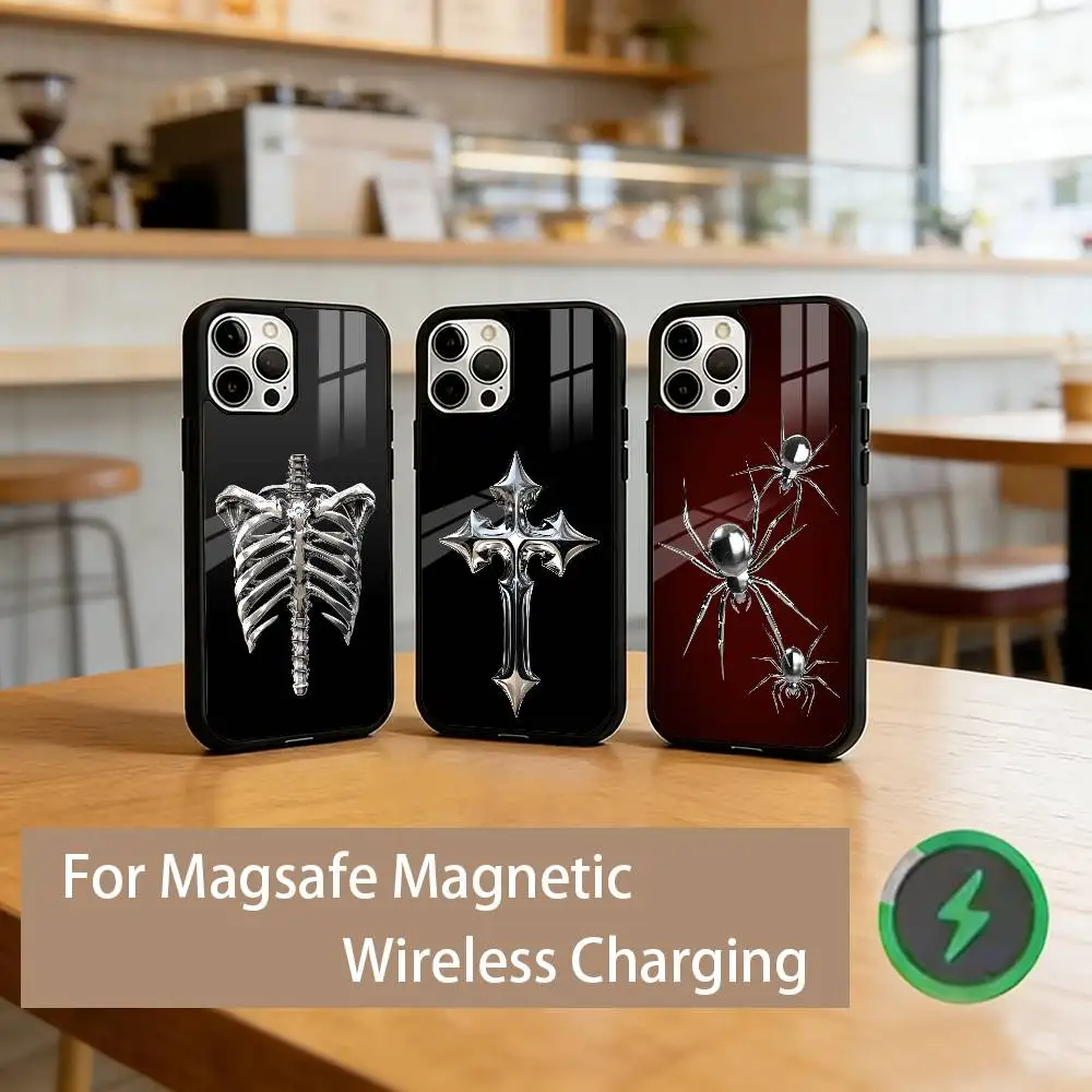 

Vintage Metallic Pattern Phone Case For iPhone17,16,15,14,13,12,11 Plus,Pro Magnetic For Magsafe Wireless Charging