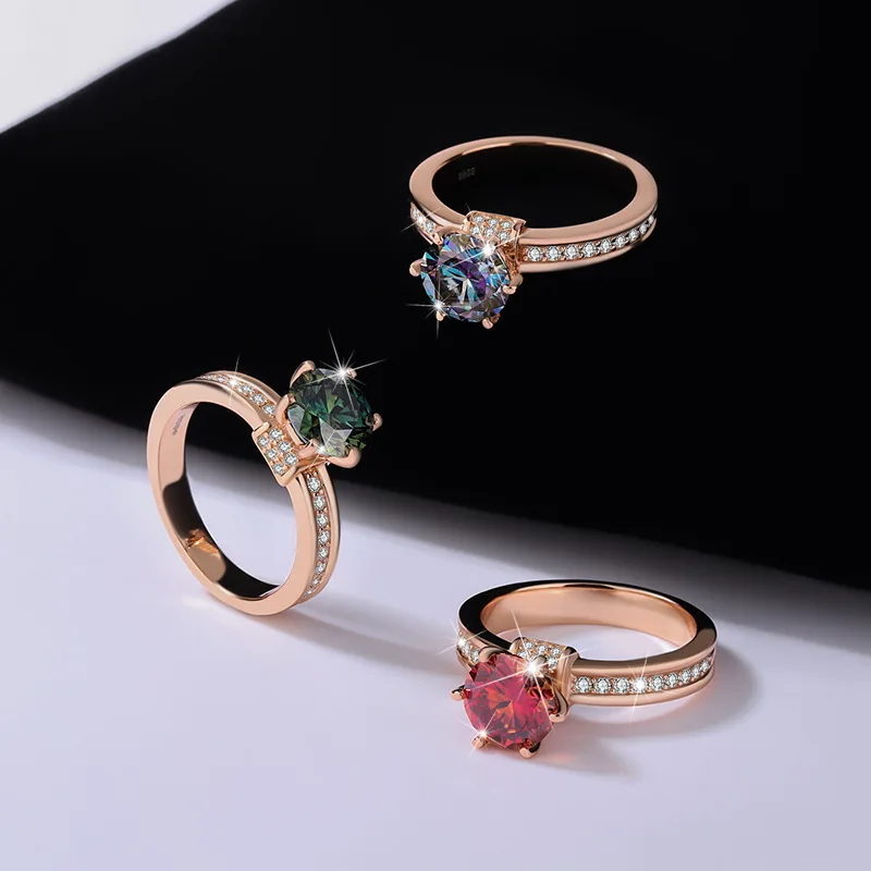 

High-quality Silver Moissan Diamond, Rose Gold, High-crowned Queen Ring, Lady's Diamond Ring, Wedding Ring Gift, Proposal