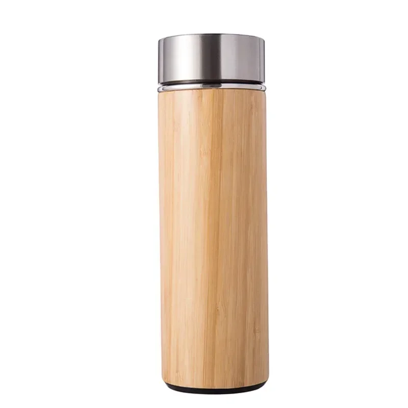 

Amazon Hot Selling 600ml double wall bamboo tumbler with stainless steel tea infuser water bottle