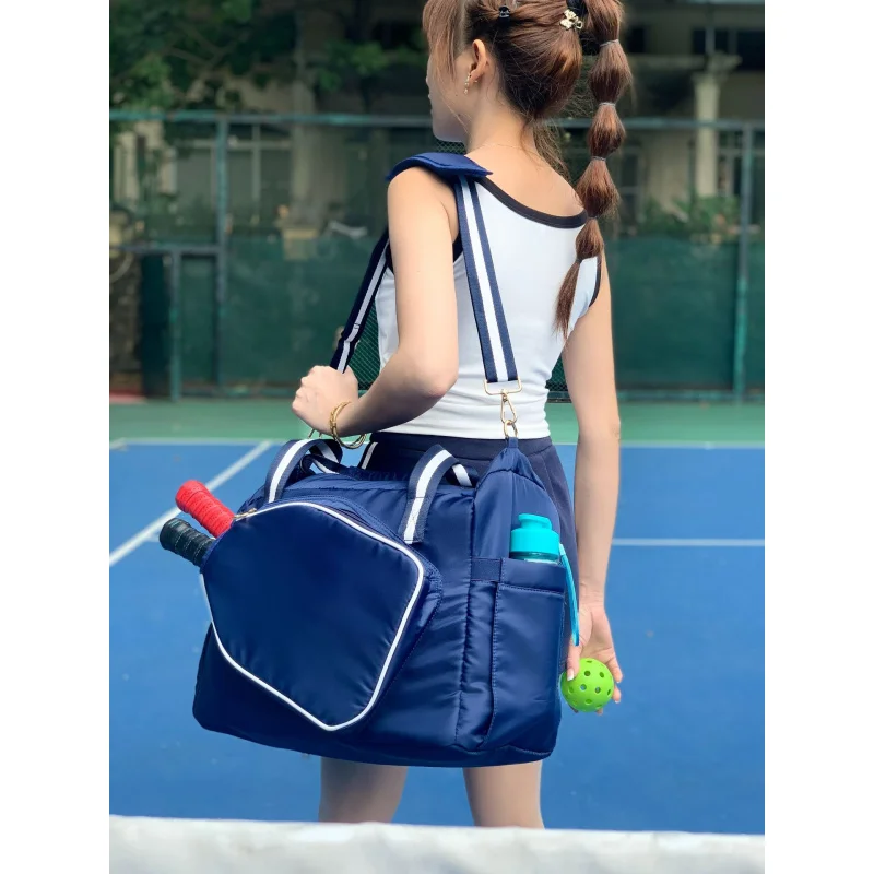 

Black Pickleball Bag for Women Men Large Paddle Tote Crossbody Sport Shoulder Bag with Multiple Compartments Mesh Pockets