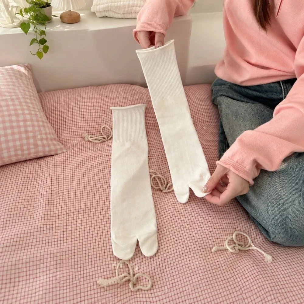 New Polka Dots Two-toed Socks Cotton White Split Toe Tabi Socks Stripe Soft Flip Flop Socks Girls