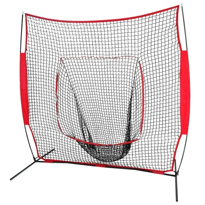 2026 High Quality 7FT Baseball Practice Set with Hitting Net Ball Caddy Batting Tee Custom Logo Made of Polyester for Training