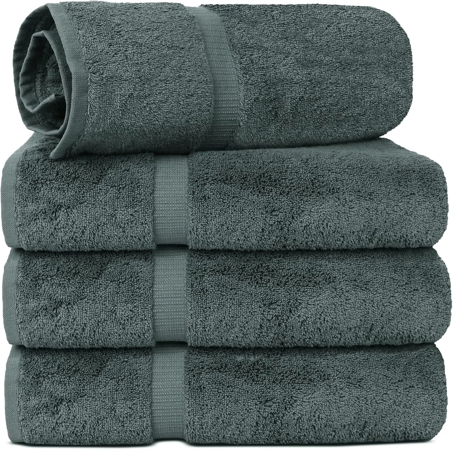 

Luxury 100% Cotton Turkish Towels Set of 4 Extra Large 30x60 Inches Soft Absorbent Dark Gray Hotel Spa Quality