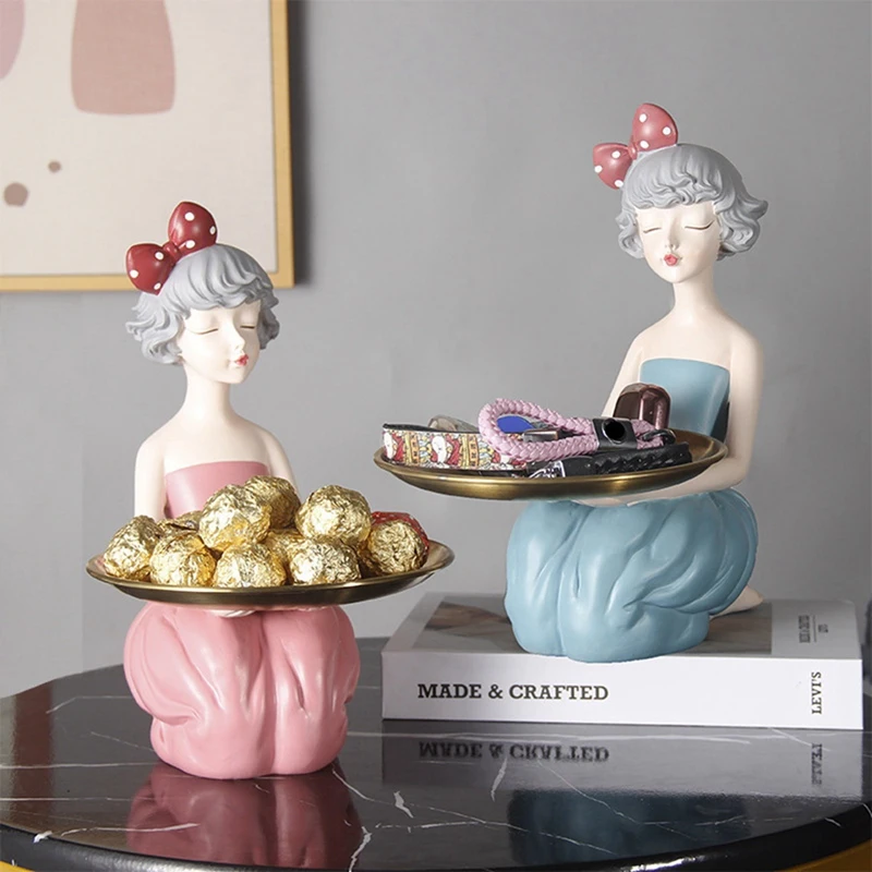 

Figurine Ornament Bubble Girl Figurine Nordic Ins Creative Resin Living Room Entrance Key Small Objects Storage Decor