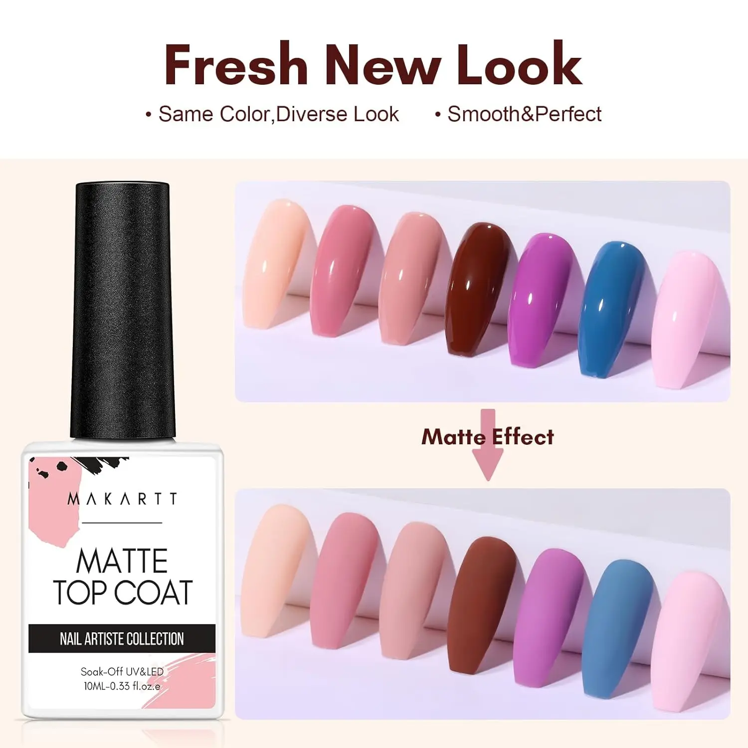 マットジェル トップコート - ソークオフネイルランプ用ノーワイプトップコートネイル、クリスマスネイル用品に最適な長持ちネイルアート