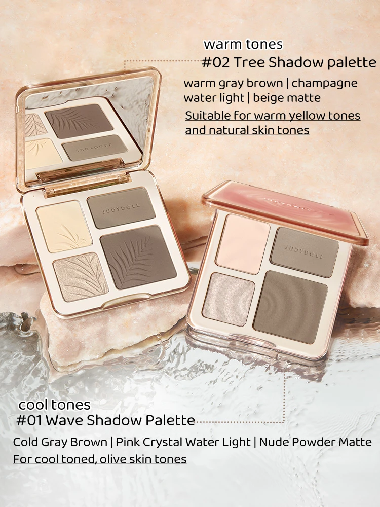 [100% Authentic] JUDYDOLL Highlight & Contour 3D Palette Four-Partition Matte Rendering Long-Lasting Waterproof Cosmetics