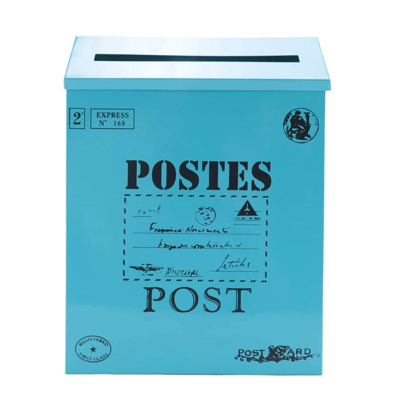 

AB46-Mailbox Vintage Wall Mount Mailbox Post Letter Box For Outside Antique Metal Mailbox Rust Resistant Mail Holder