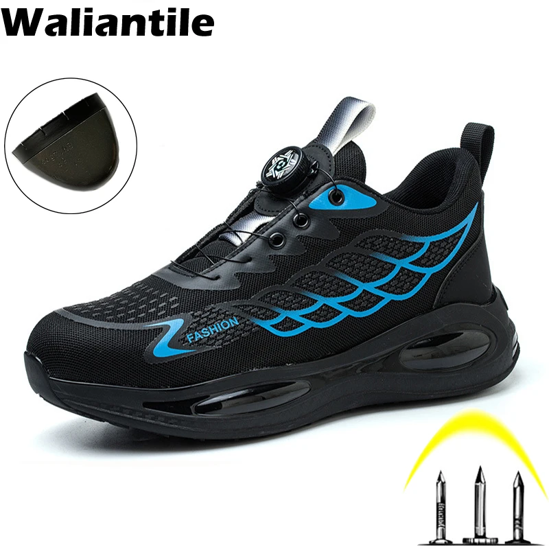 

Waliantile Lightweight Safety Shoes For Men Women Steel Toe Anti-smashing Industrial Indestructible Pucture Proof Work Sneakers