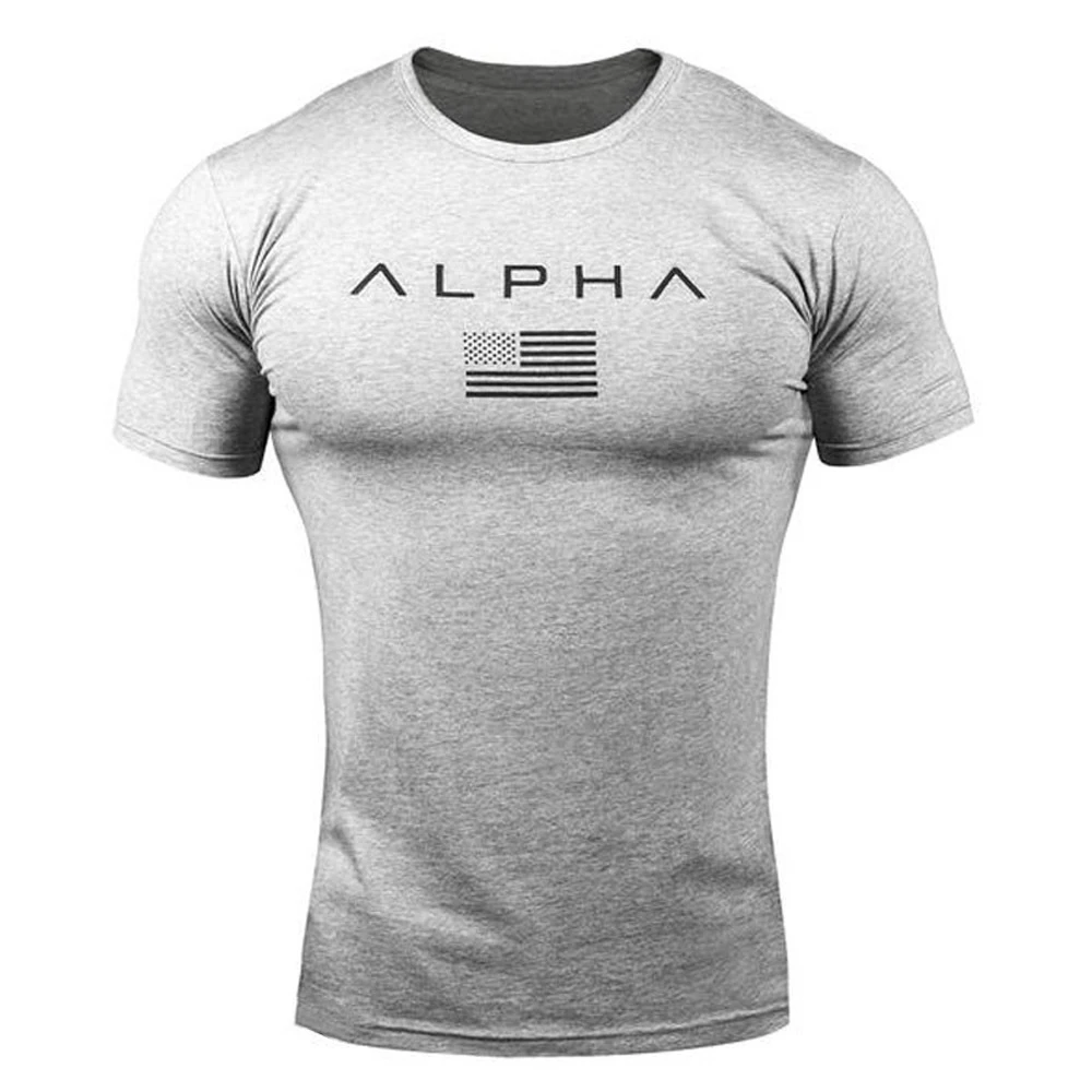 Sports T Shirt ALPHA Fitness T Shirts Casual Gym Running Quick Dry Training Tops Adult Kids Clothing 100%Cotton Sweatshirt Tees