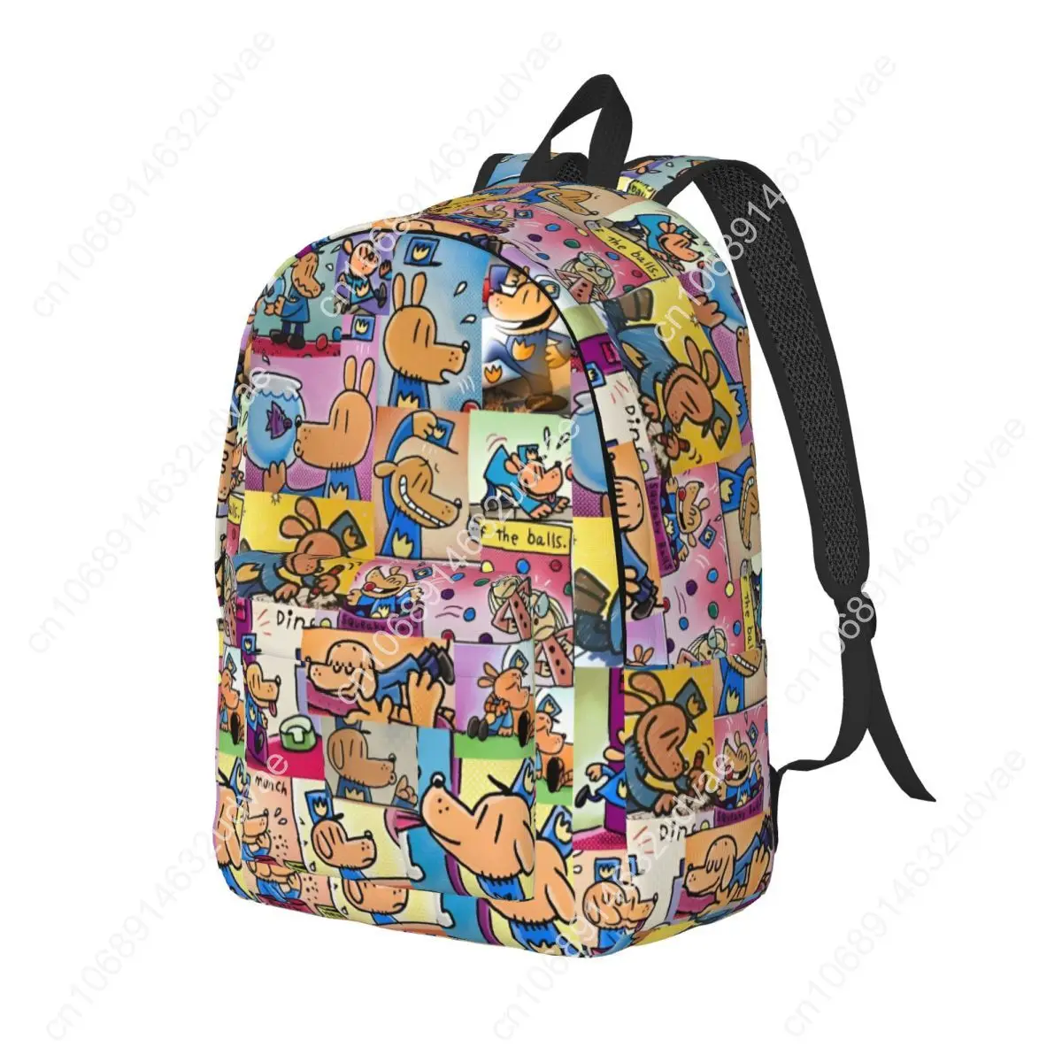 Dogman Collage Cool Manga Comic Backpack for Men Women Casual High School Business Daypack Dog Laptop Canvas Bags Lightweight