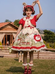 Pre-order~White Rabbit Island Lolita Skirt Design Printed Loose Handle Cute Girl by Mademaiselle Pearl