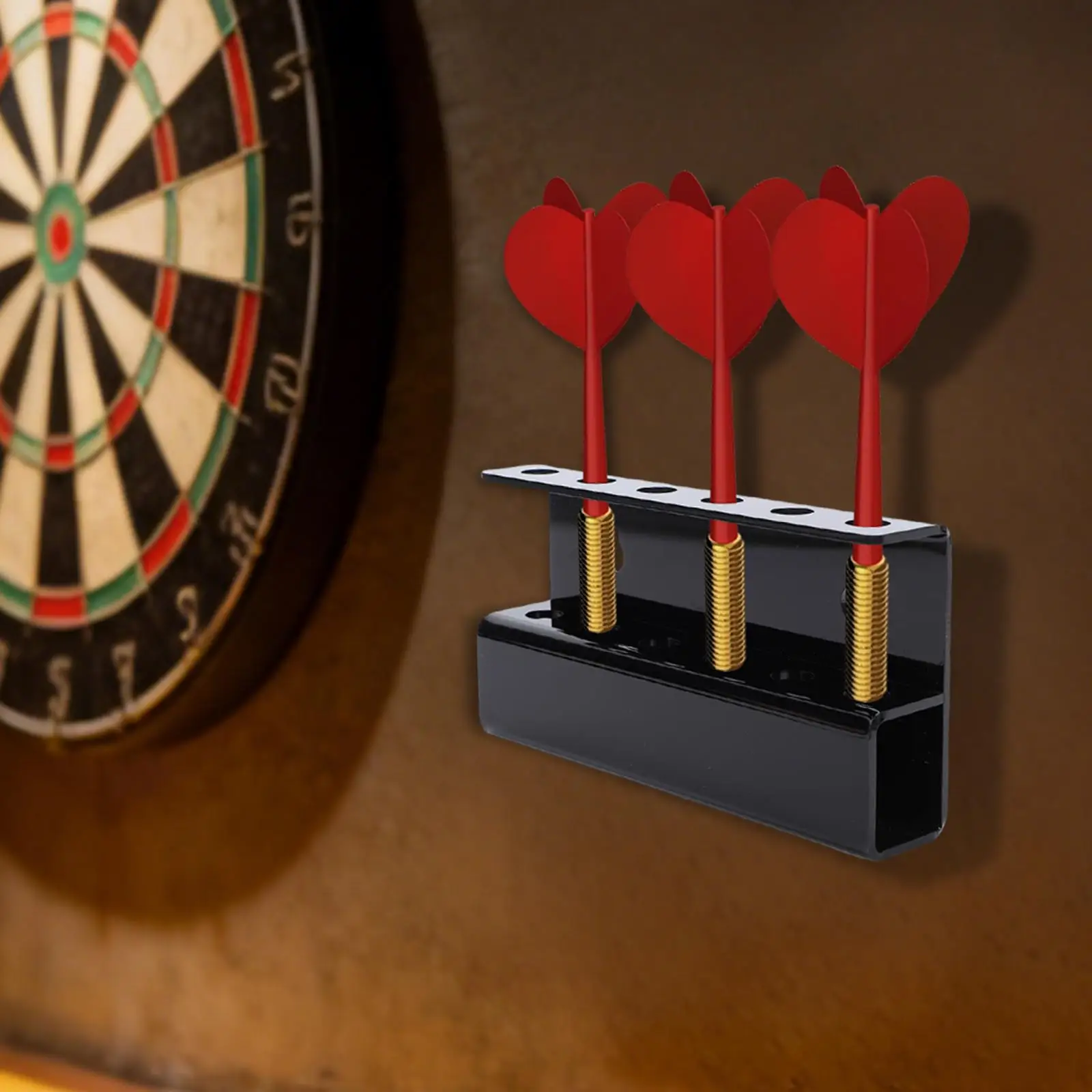

Elegant Black Acrylic Dart Holder Desktop Stand for Soft Tip Darts Set and Dartboard Wall Protector
