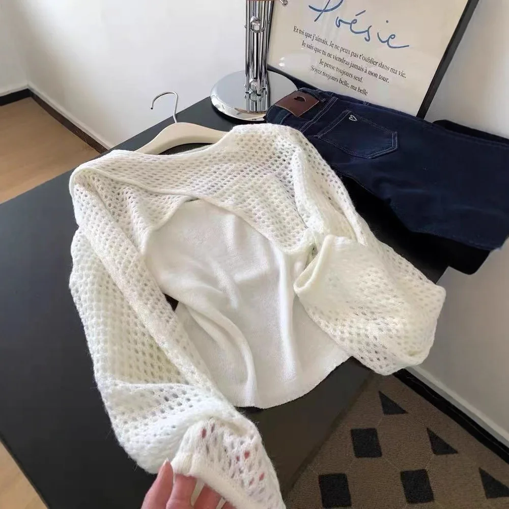 Spring and Summer 2026 New Temperament Elegant Solid Color Stacked Two-piece Long-sleeved Knitted Sweater New Top High-end Wear 2