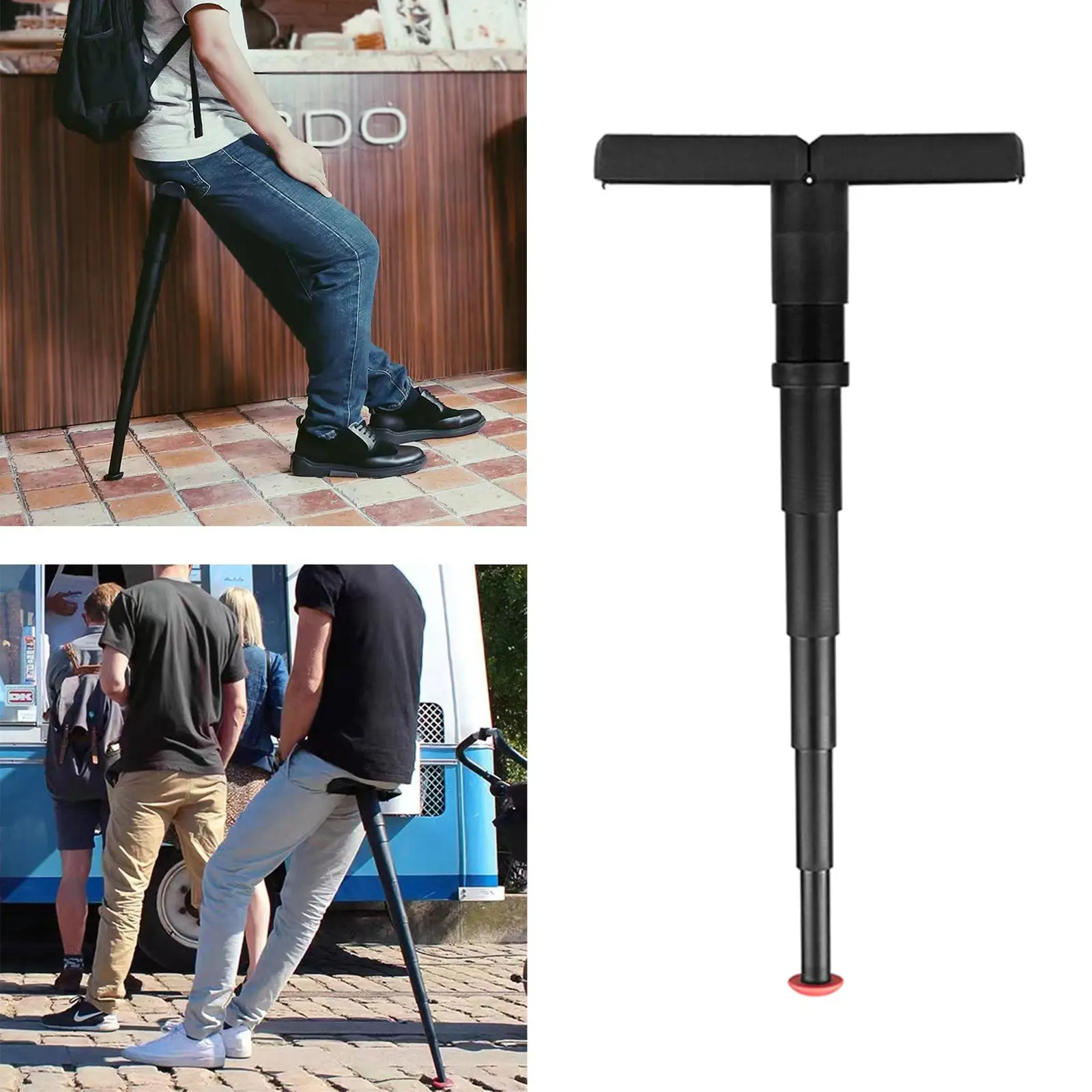 Lightweight Portable Folding Seat Walking Stick Cane Adjustable Height Teliscopic Stool Outdoor Travel  Line Up Seat