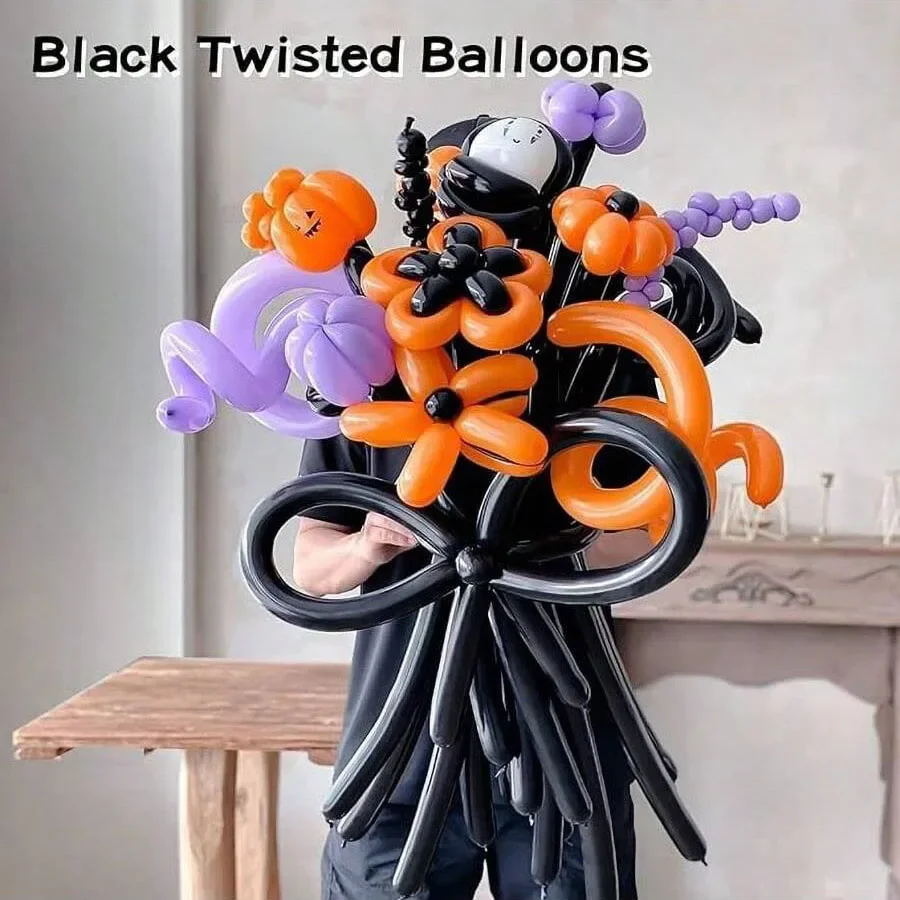 50 Stück/100 Stück Party-Langballons in Schwarz, Tiere, gedrehte Luftballons, Party-Luftballons, gedrehte Tierform – Detail 5